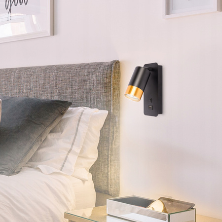 Wandleuchte Reflektor Wandleuchte Spot zum Lesen GU10 Schwarz Gold Clement Masterled