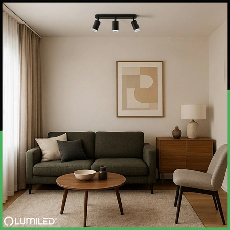 LED Spot Deckenleuchte 3x GU10 IP44 ADERO Schwarz Lumiled