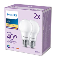 LED Lampen Set 2x E27 A60 4.9W = 40W 470lm 2700K Warm 180° PHILIPS