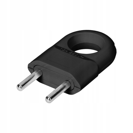 Euro-Flachstecker 2P-Stecker mit Ösengriff Schwarz ORNO