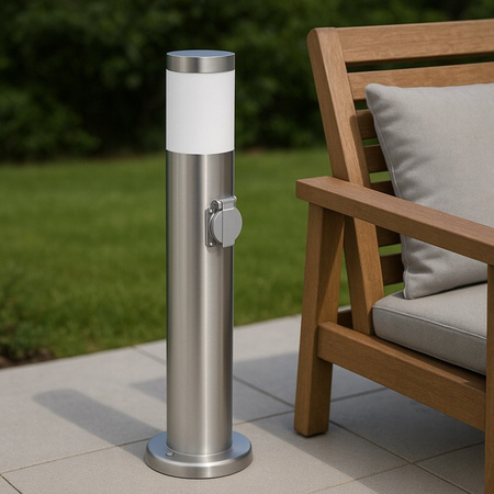 Außengartenlampe E27 SILVER POST 65cm mit 230V-Fassung