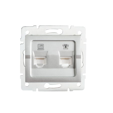Computer- und Telefonbuchse RJ45 RJ11 Quadratisch Silber LOGI Kanlux