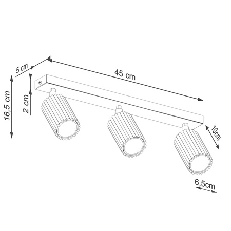 Reflektor-Deckenleuchte 3x GU10 Aluminium Taupe Carbon Deep Space SL.1764 Sollux