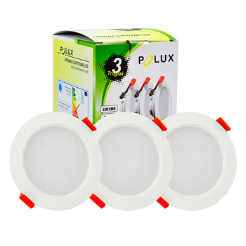 Set mit 3 x runden LED-Einbauleuchten MIRO Weiß 6W 400lm 3000K GOLDLUX (Polux)