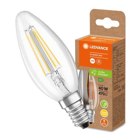 LED Lampen B35 E14 2.5W = 40W 470lm 2700K Warmweiß FILAMENT LEDVANCE