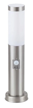 Außen-LED-Gartenlampe TORCH E27 IP44 Mast 45 cm mit Bewegungssensor Silber und Weiß RABALUX