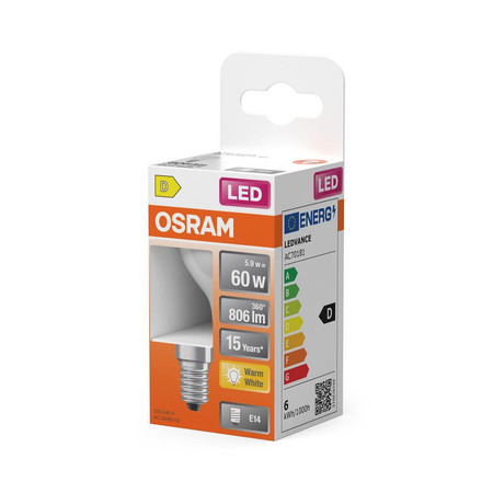 E14 P45 LED Lampe 5,5 W = 60 W, 806 lm, 2700 K, warm, 300 °, OSRAM STAR-Filament