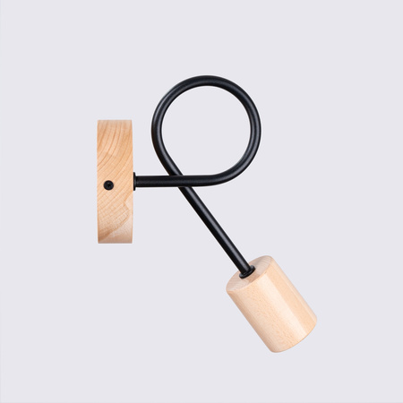 Wandleuchte E27 Naturholz Schwarz Glut Pfirsich Puff SL.1476 Sollux