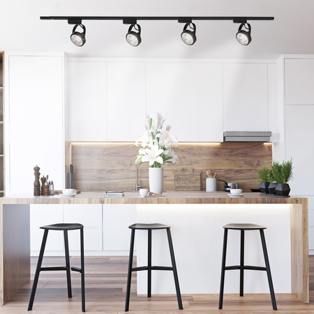 1-Phasen Strahler GU10, AR111 Schieneinstrahler Schwarz VICTUS LUMILED