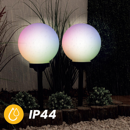 LED ATRIS Solar Gartenlampe angetrieben oberirdisch weiße Kugel 25cm RGB LUMILED