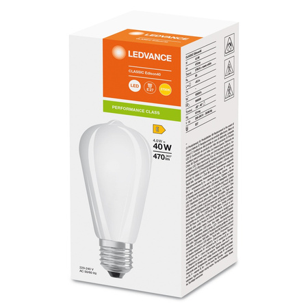 LED Lampen ST64 E27 4W = 40W 470lm 2700K Warmweiß FILAMENT LEDVANCE