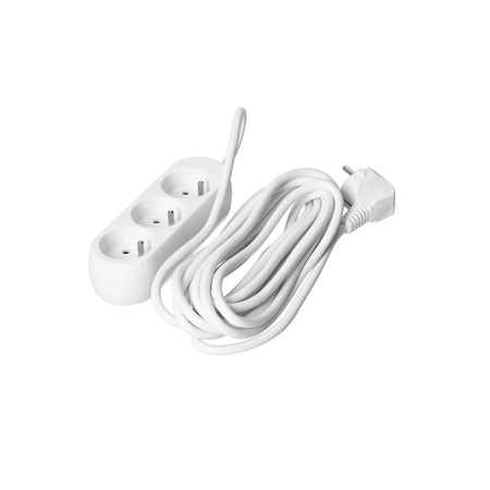 Netzverlängerungskabel Stecker 3 x geerdete Steckdose Steckdosenleiste 5m weiß Linea Kobi