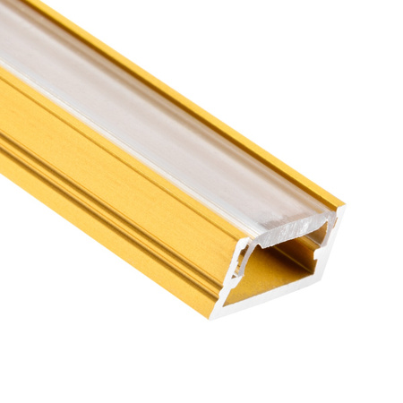 Aluminiumprofil MINI für LED-Streifen mit Klarglasabdeckung, 1m Gold LUMILED