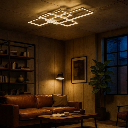 Geometrische Deckenleuchte PLAFON LED-Kronleuchter 130W 3000K-6500K weiß + Fernbedienung