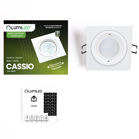 Einbaustrahler GU10, MR16 Einbauspot HALOGEN Quadrat beweglich Weiß CASSIO LUMILED