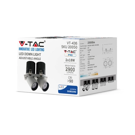 LED-Spot 36W 4000K Unterputz-Dualleuchte SAMSUNG CHIP VT-436 V-TAC