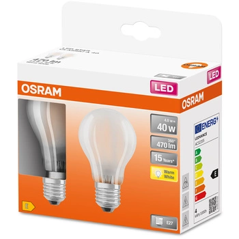 2x LED Lampen E27 A60 4W = 40W 470lm 2700K Wärme 300° OSRAM STAR Filament