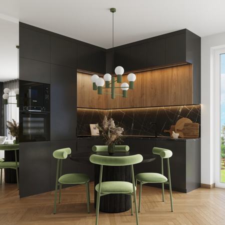 Kronleuchter Pendelleuchte 6x G9 Aluminium Grün Olive Halo French Sky SL.1832 Sollux