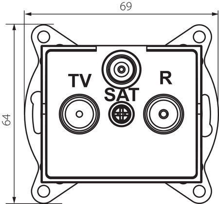 Antennensteckdose RTV-SAT Outlet Quadratisch Graphit LOGI Kanlux