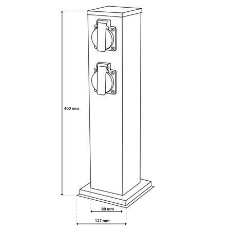 Gartenpfosten IBERI Outdoor Standing 230V 40cm 4x Netzsteckdose LUMILED