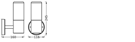 Endura Ledvance LED-Wandleuchte für den Außenbereich E27 IP44 IK03 Grau