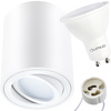 Halogen-Aufbauleuchte, Aufbauspot 84mm Runde Tube Weiß AMAT-M+LED GU10 6W warm LUMILED