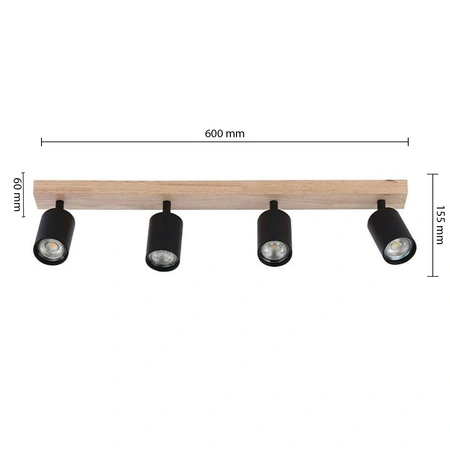 Spot Tuba Deckenleuchte Reflektor Halogen Leuchte 4x GU10 Moving Schwarz Braun Dabi Masterled