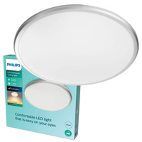 Plafond LED-Anbau-Deckenleuchte SPRAY 17W 2700K 35cm IP44 Silber Rund PHILIPS