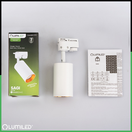 1-Phasen Strahler GU10, Schieneinstrahler Weiß und Gold SAGI LUMILED