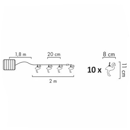 DEKORATIVER Garten SOLARGIRLANDE 10 rosa Flamingos 6500K GOLDLUX (Polux)
