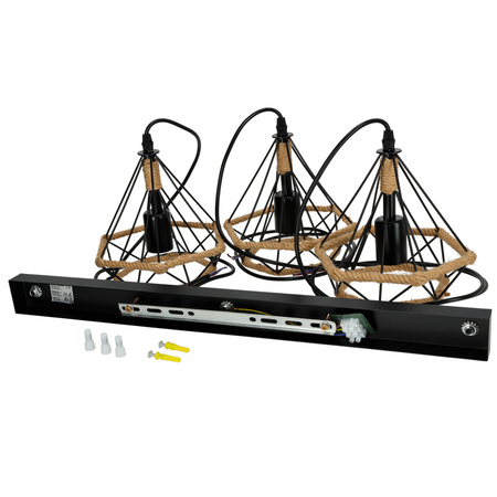 Dekorative Bambus Pendelleuchte 3x E27 Siena Kobi