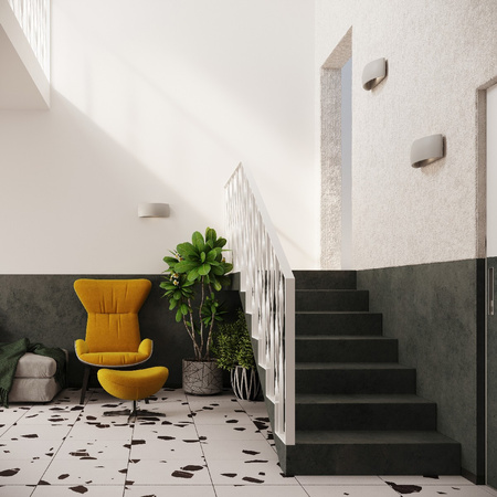 LED-Wandleuchte PONTIUS G9Wandleuchte halbrund Keramik Grau SOLLUX