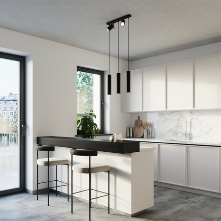 LED RING Pendel-Deckenleuchte 5xGU10 Hängende bewegliche Strahler Schwarz SOLLUX