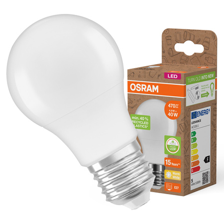 LED-Lampe A55 E27 4.9W = 40W 470lm 2700K Warm 200° PCR LAMPS Osram