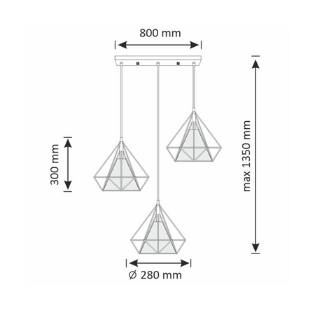 HIRA 3xE27 Überhang Deckenleuchte Schwarz Gold GOLDLUX (Polux)