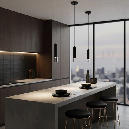 Decke Pendelleuchte Überhang GU10 Schwarz SMOKY Sanico Goldlux