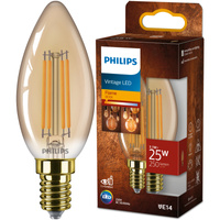 LED-Kerzenlampe E14 B35 3,1W = 25W 250lm 1800K warmes Filament bernsteinfarben PHILIPS