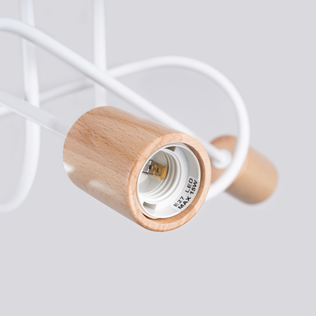 Deckenleuchte Kronleuchter Spider Pendelleuchte 3x E27 Naturholz Weiß Ember Peach Puff SL.1474 Sollux