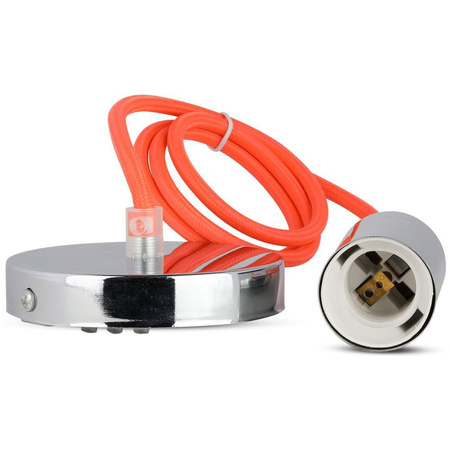 Pendelleuchte E27 Chrom Schirm mit orange Kabel VT-7338 V-TAC