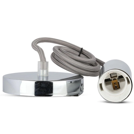 Pendelleuchte E27 Chromschirm mit grauem Kabel VT-7338 V-TAC