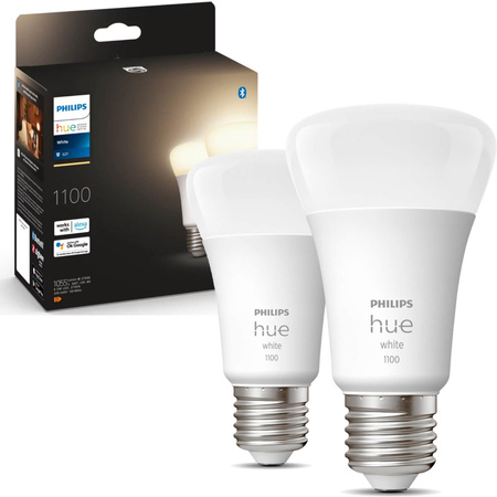 2PAK LED-Glühbirne E27 A60 9.5W 2700K Warm PHILIPS HUE Weiß Bluetooth Zigbee + Hue Bridge