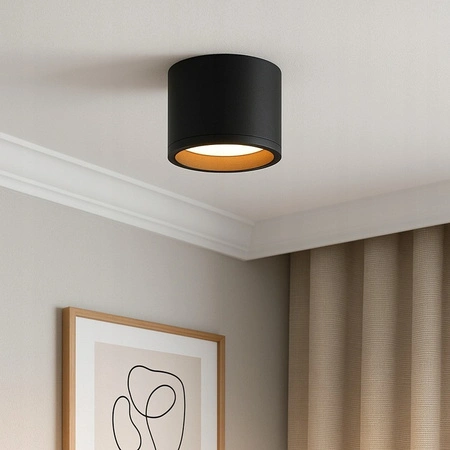 Aufputz LED GOLDA Halogen Deckenleuchte GX53 Rundrohr Schwarz - Gold