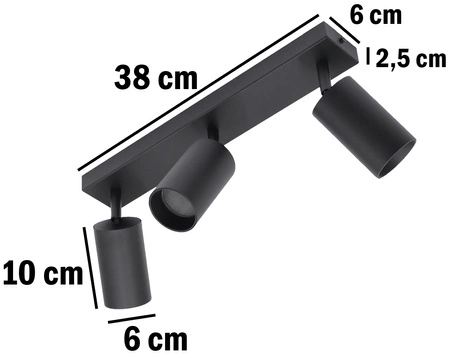 Deckenleuchte 3xGU10 SPOT LED-Lampe QUALIS III Schwarz