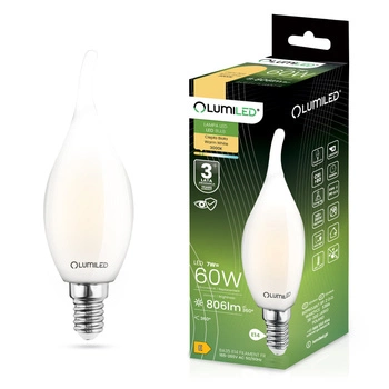 LED Lampen E14, Glühbirne Flame B35 7W = 60W 806lm 360° 3000K warm Milch Glühfaden LUMILED