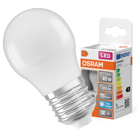 LED-Lampe P45 Ball E27 4.9W = 40W 470lm 6500K Cold 150° STAR CLASSIC Osram