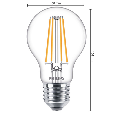 E27 A60 LED Lampen 8,5 W = 75 W 1055 lm 4000 K neutrales Filament PHILIPS