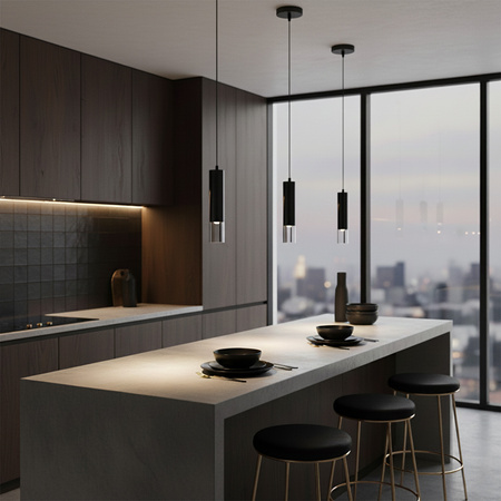 Decke Pendelleuchte Überhang GU10 Schwarz SMOKY Sanico Goldlux