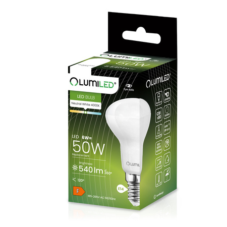 6x LED Lampen E14, Glühbirne R50 6W = 50W 540lm 120° 4000K neutral LUMILED