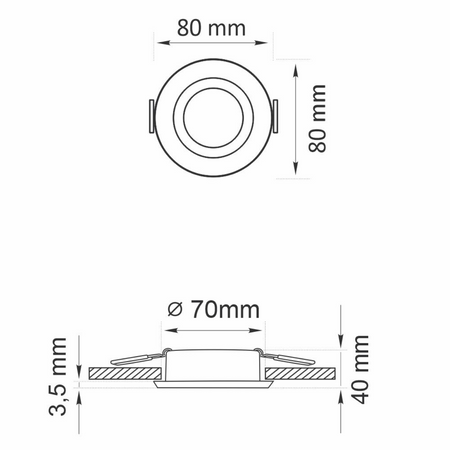 Runde silber gebürstete Einbauleuchte BORAS Eyelet MR16 IP44 GOLDLUX (Polux)