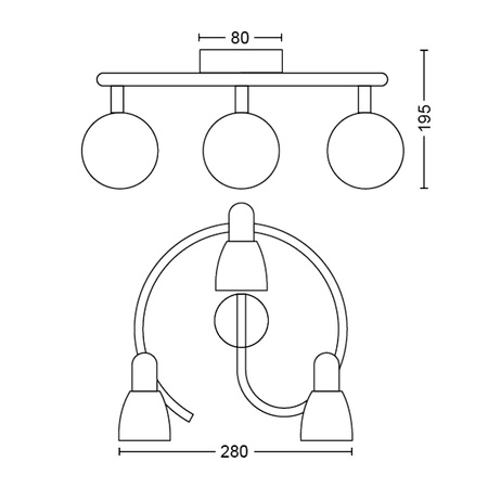 BURLAP Deckenleuchte 3x E14 Wandleuchte Reflektor fest PHILIPS